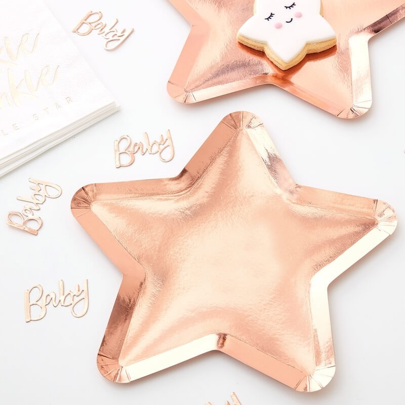 Rose Gold Star Shaped Paper Plates 11257