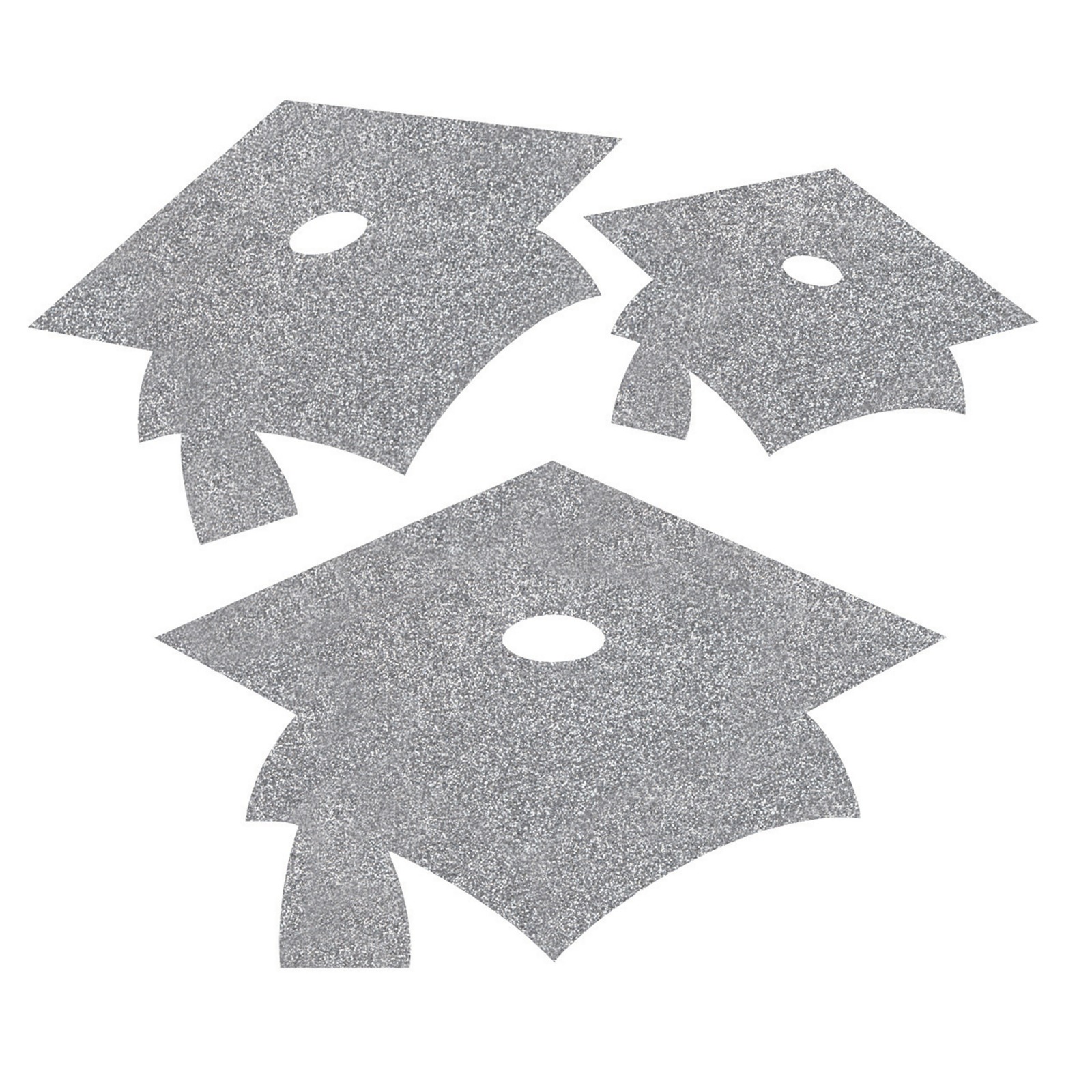 Assorted Silver Graduation Hat Large Confetti