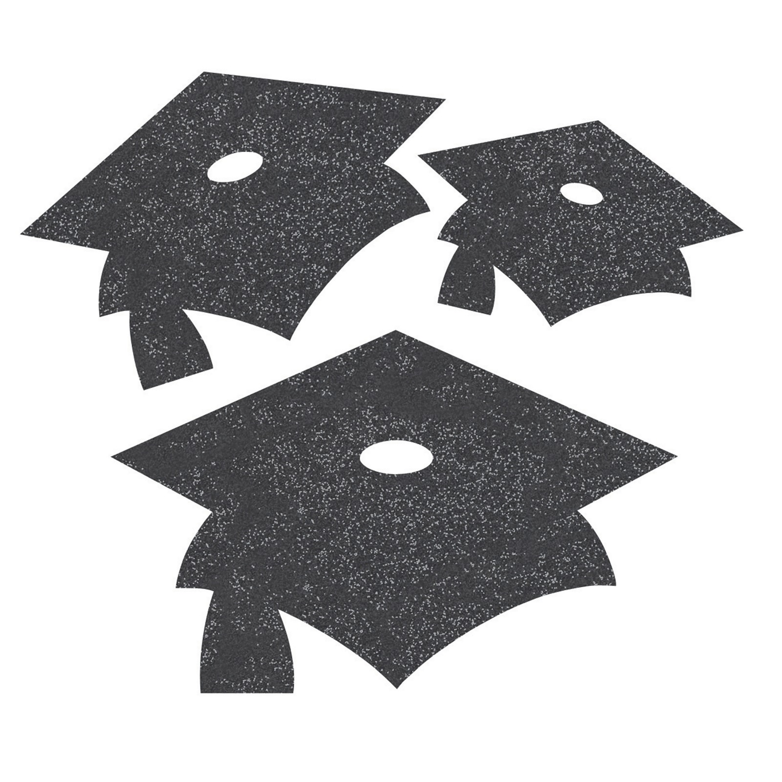 Assorted Black Graduation Hat Large Confetti