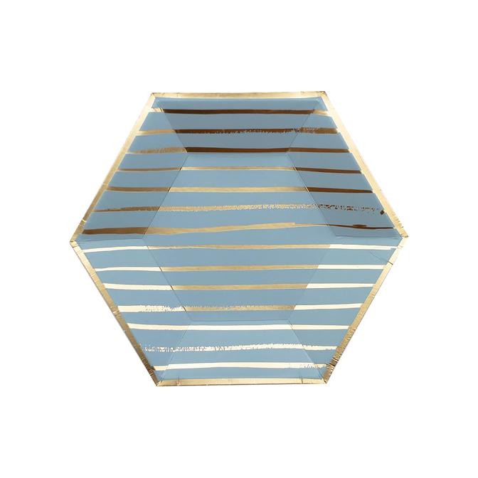 Blue Striped Small Paper Plates 11288