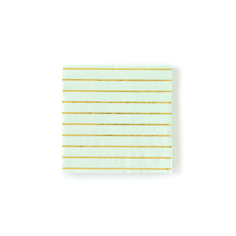 Pastel Stripe Cocktail Napkin mint