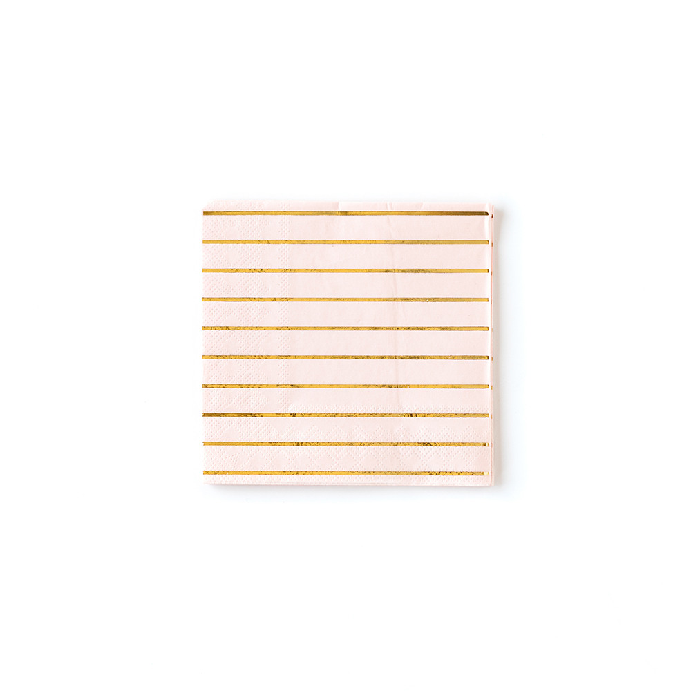 Pastel Stripe Cocktail Napkin pink