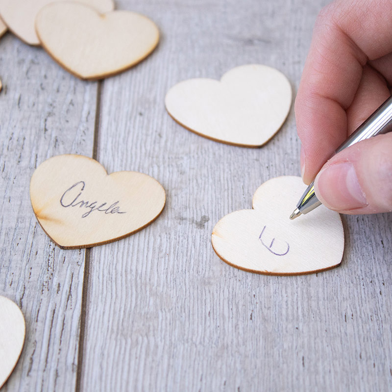 Wooden Hearts for Guest Book Alternative