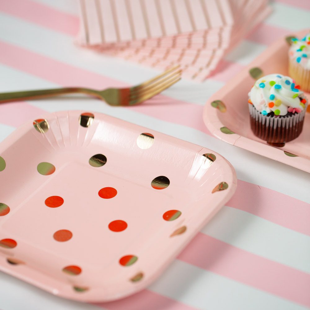Pastel Polka Dot Cake Plates 11486