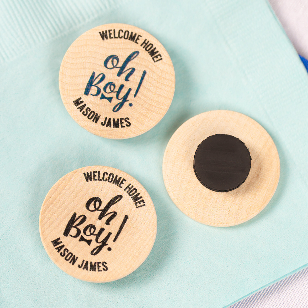 Personalized Wooden Baby Shower Magnets 8493