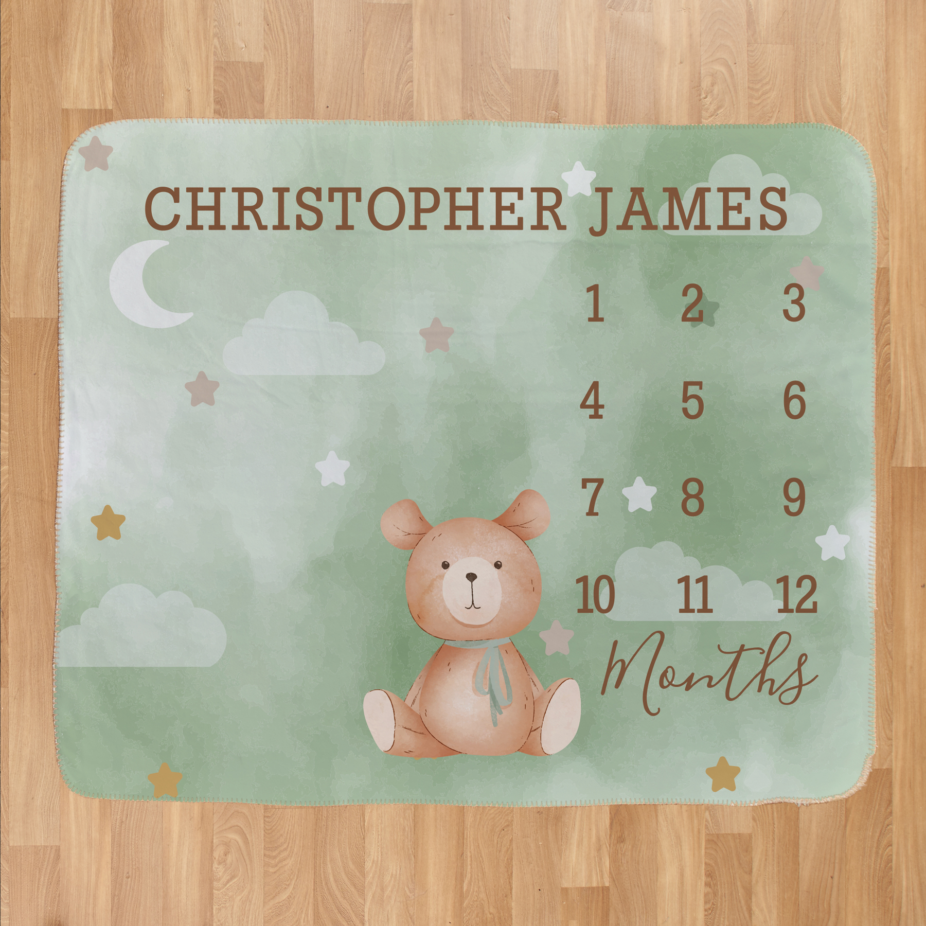 Baby Monthly Milestone Blanket - 40x60 Inch Greenery Plants Photo Prop For Newborns