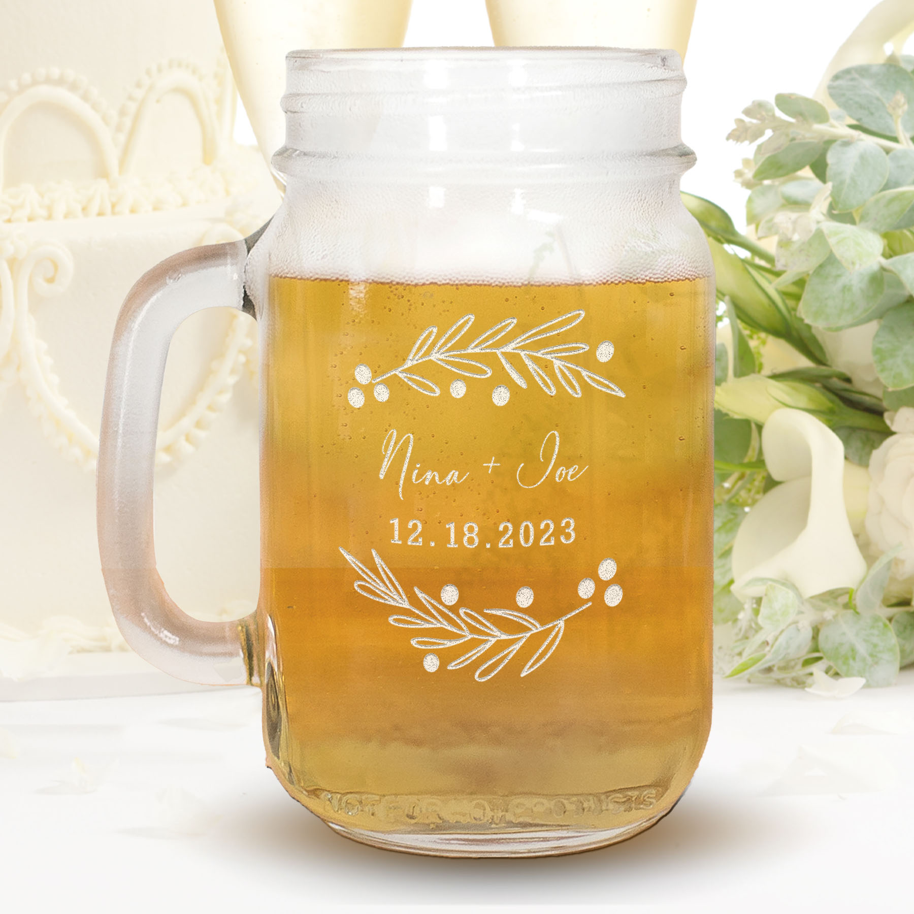 Personalized 16 oz. Mason Jar Mug