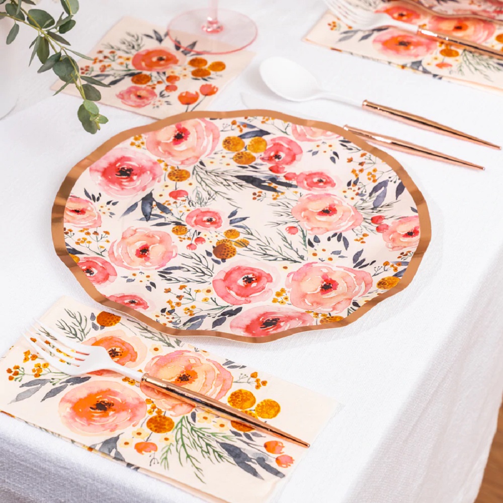 Blush Bouquet Wavy Paper Dinner Plate 13093