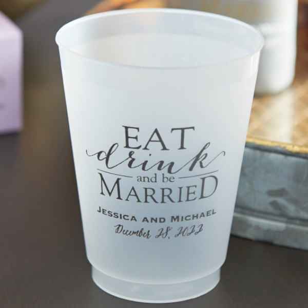 Monogram Frosted Wedding Cups, Modern Wedding Cups, Fancy Elegant