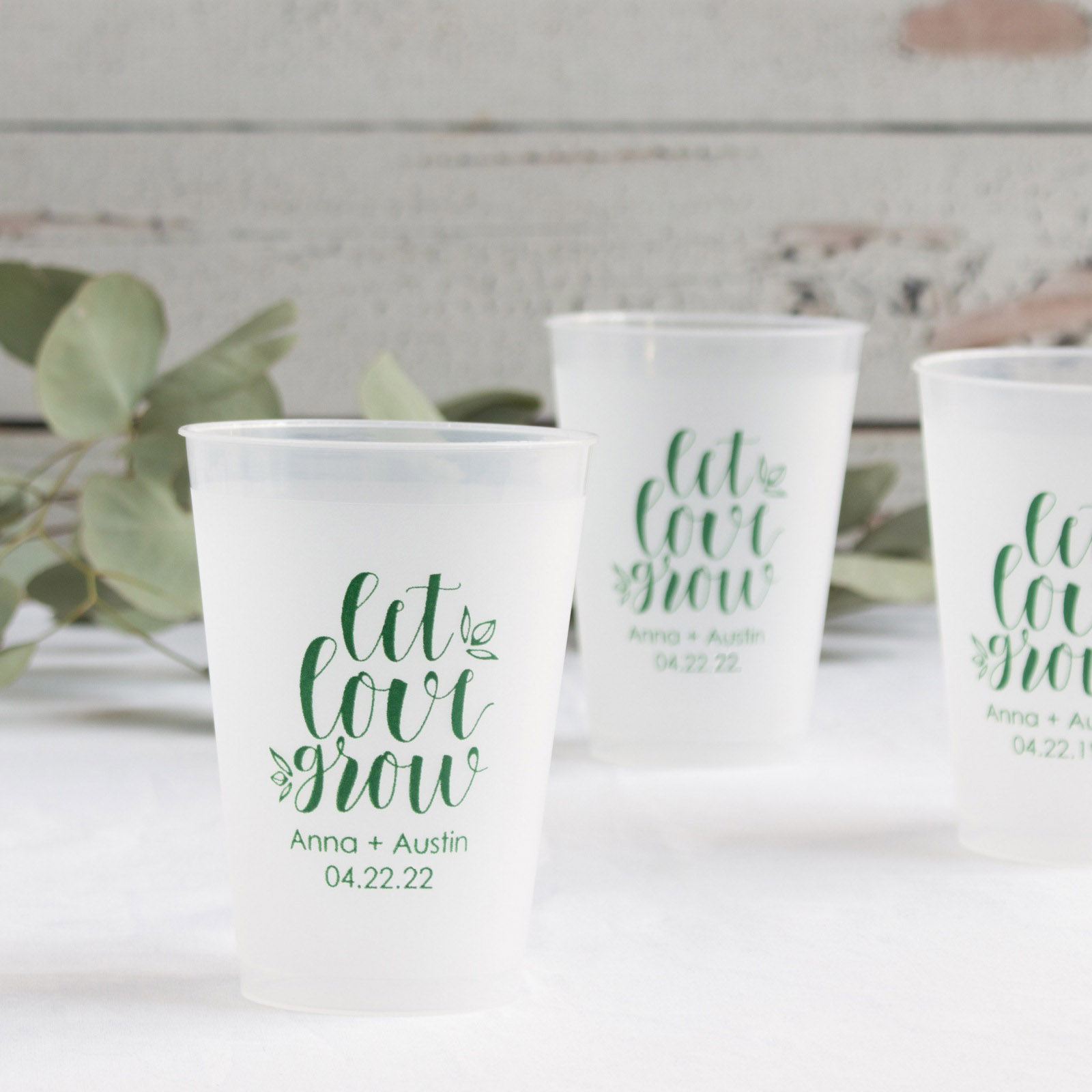 Personalized Party Cups - 16oz Mr. and Mrs. w/ branch - Custom Cups,  Engagement Party, Wedding Favor, Personalized Tableware, Frost Flex