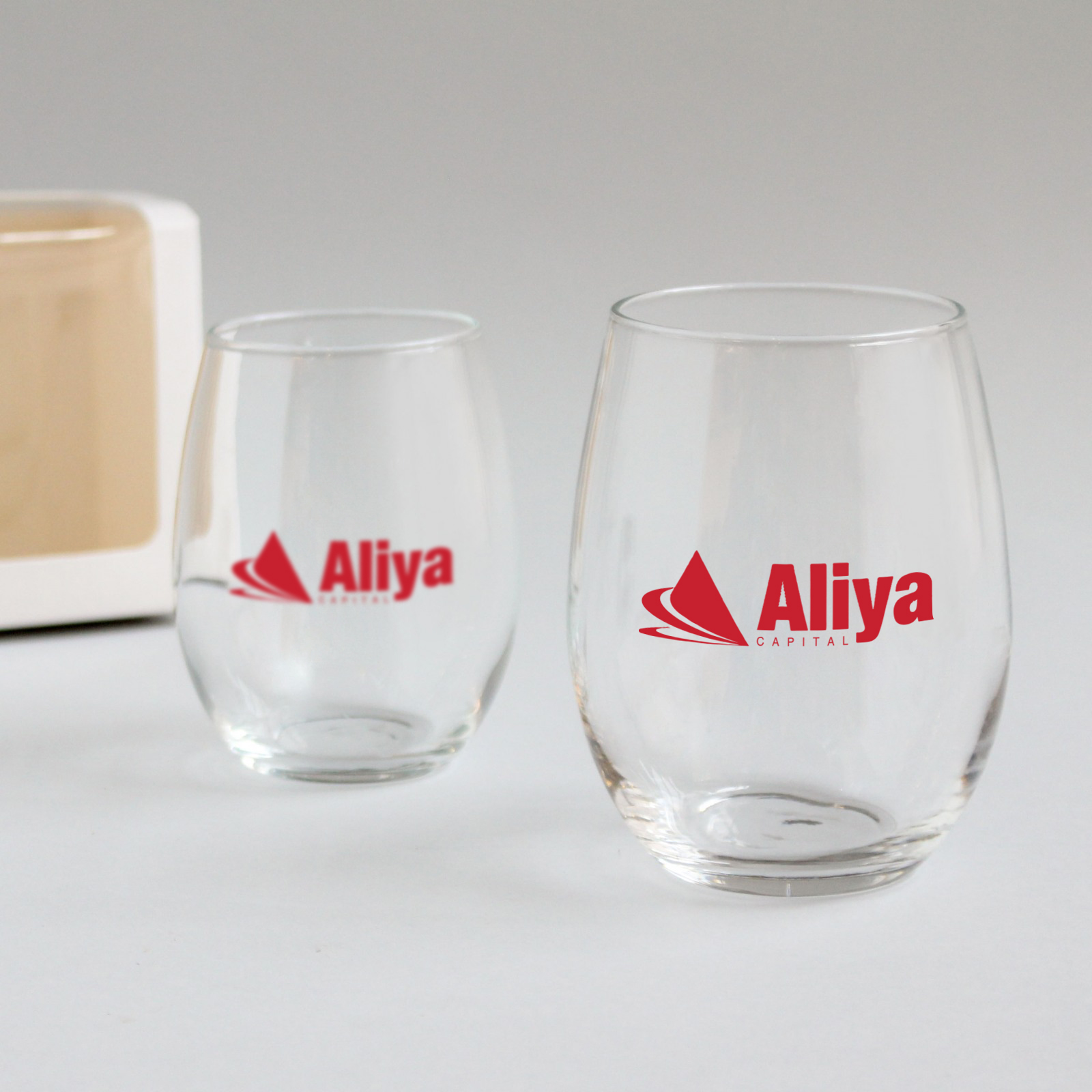 9 and 15 oz. Corporate Stemless Wine Glasses