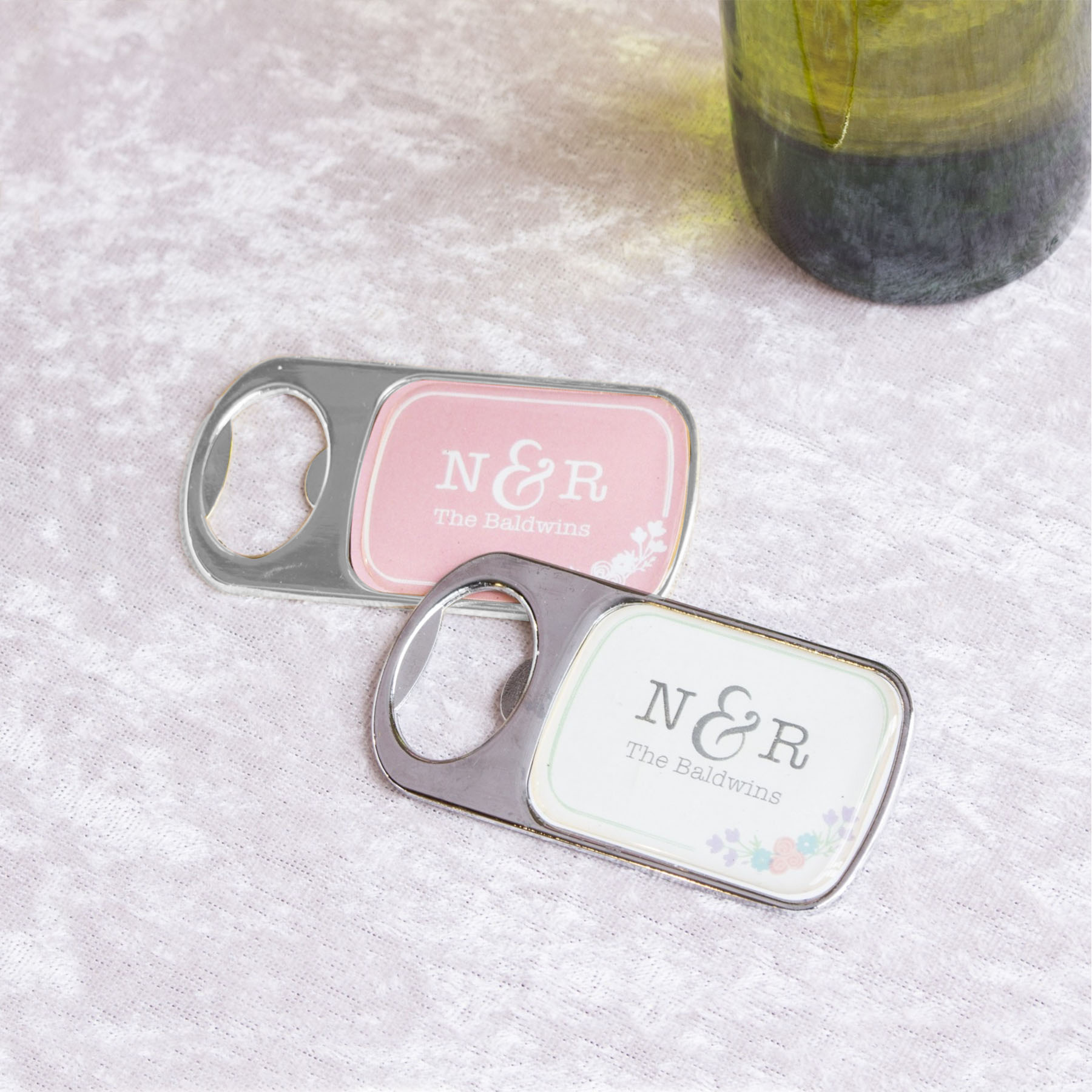 Personalized Botanical Monogram Bottle Opener with Epoxy