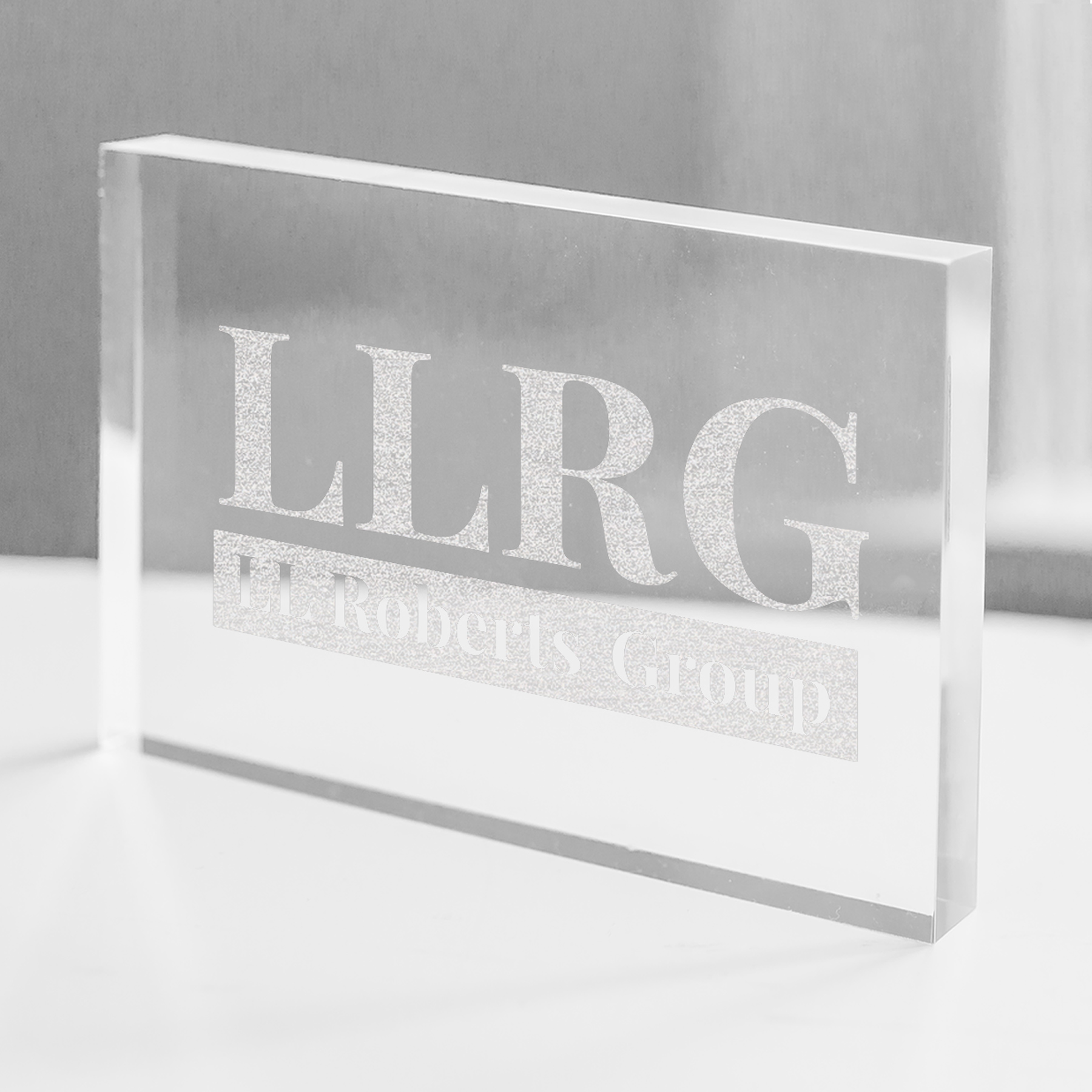 Engraved Corporate Logo Acrylic Block - Straight Edge