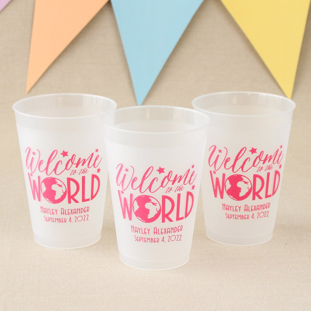 Personalized Frosted Plastic Baby Shower Cups