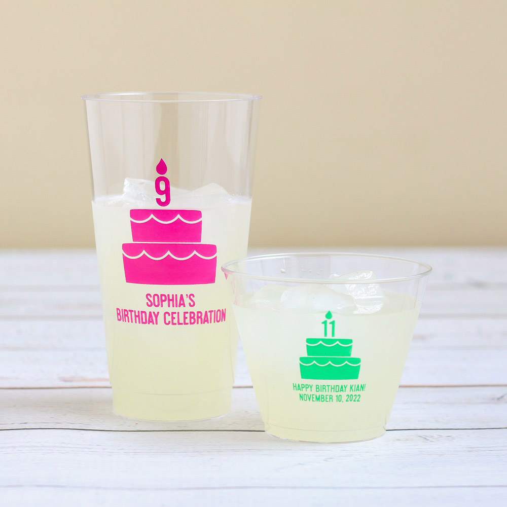 Personalized Birthday Cake Clear Cups