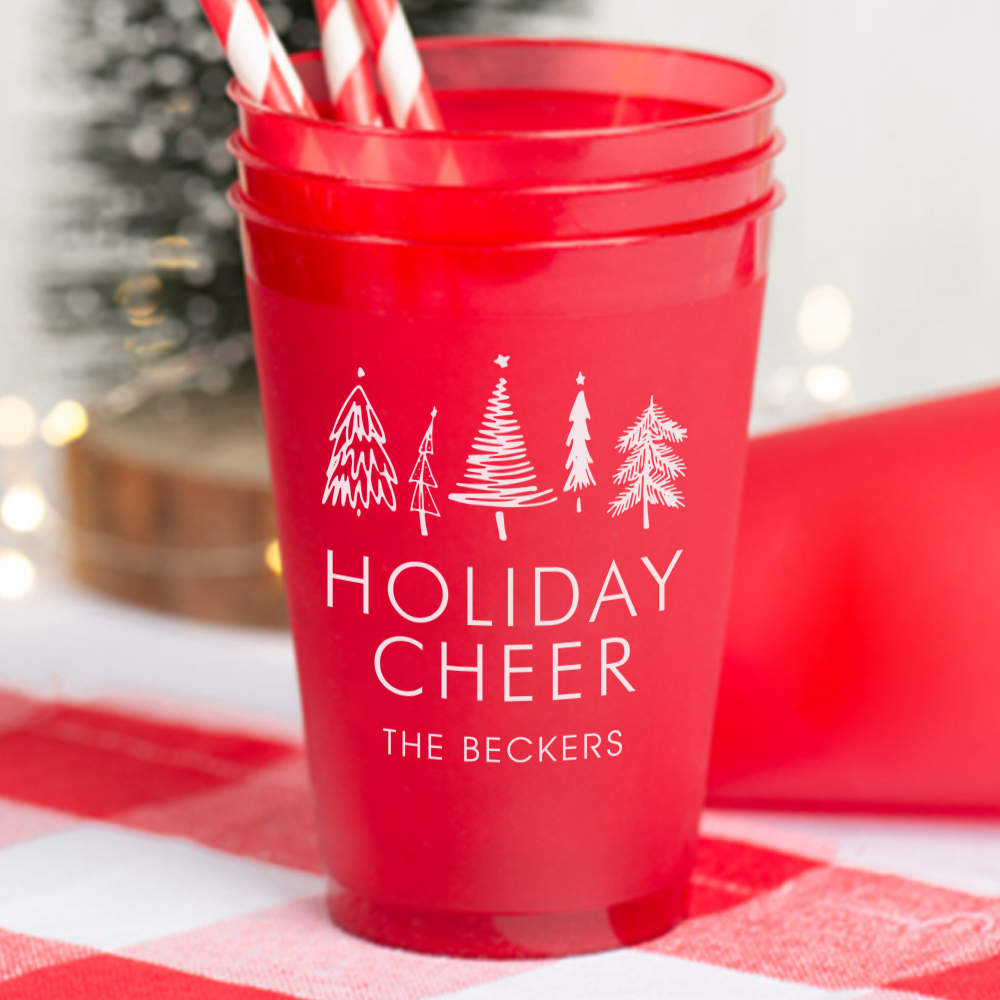 Personalized Frosted Plastic Holiday Cups 3825