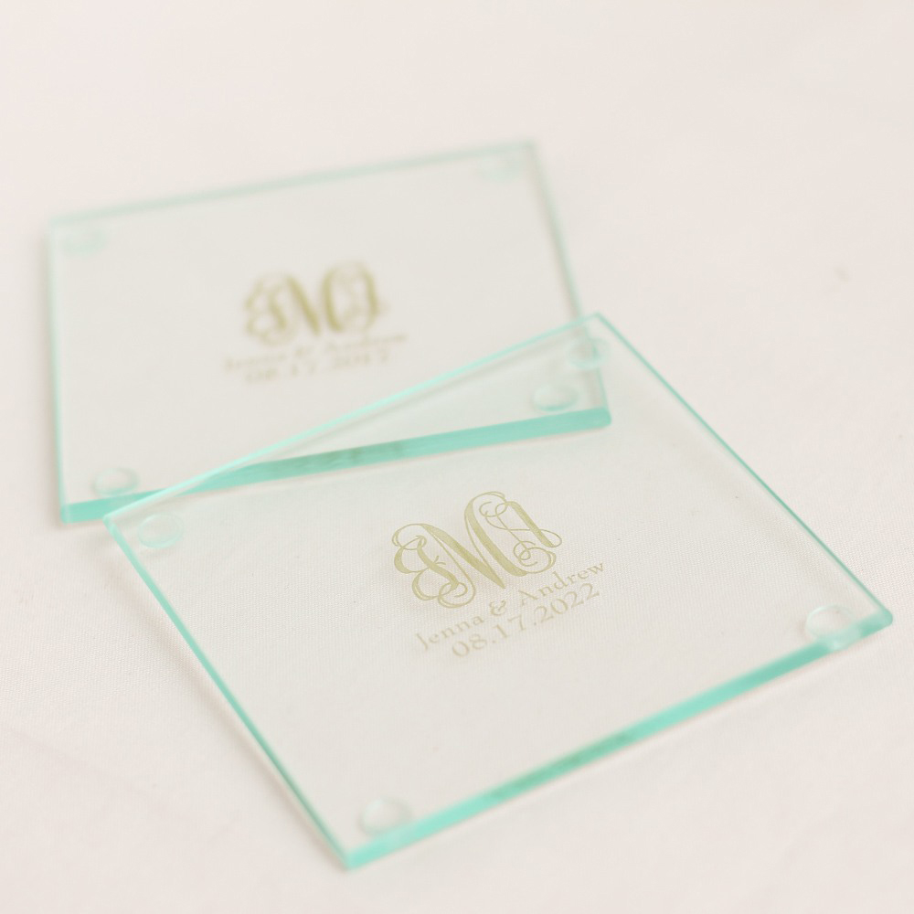 Engraved Clear Acrylic Wedding Octagon Coaster Place Card