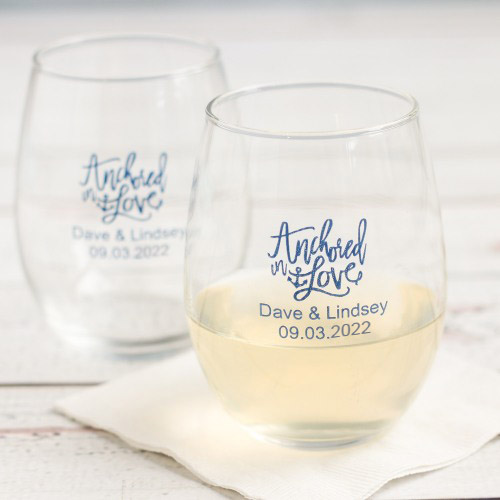 Personalized 19 oz. Contemporary Stemless Wine Glasses (Set of 4)