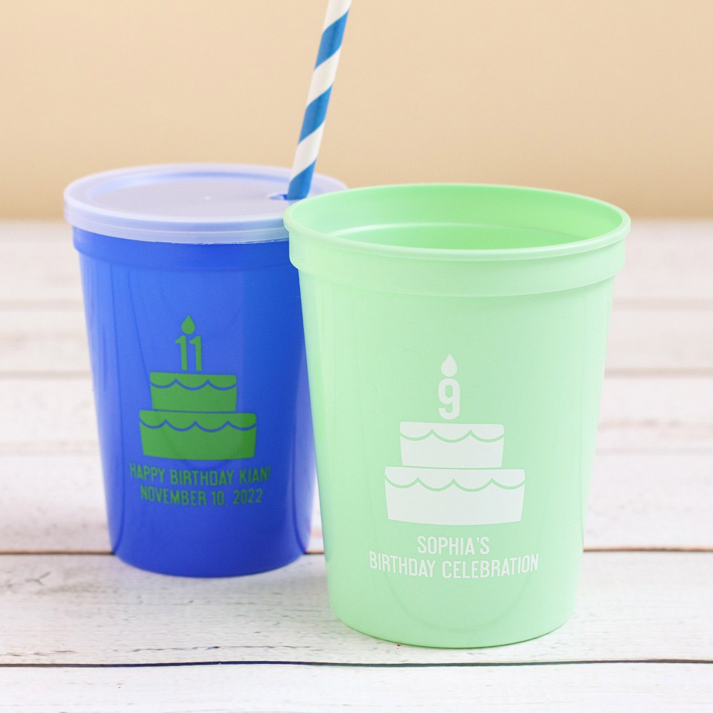 Personalized Plastic Birthday Party Stadium Cups Beaucoup