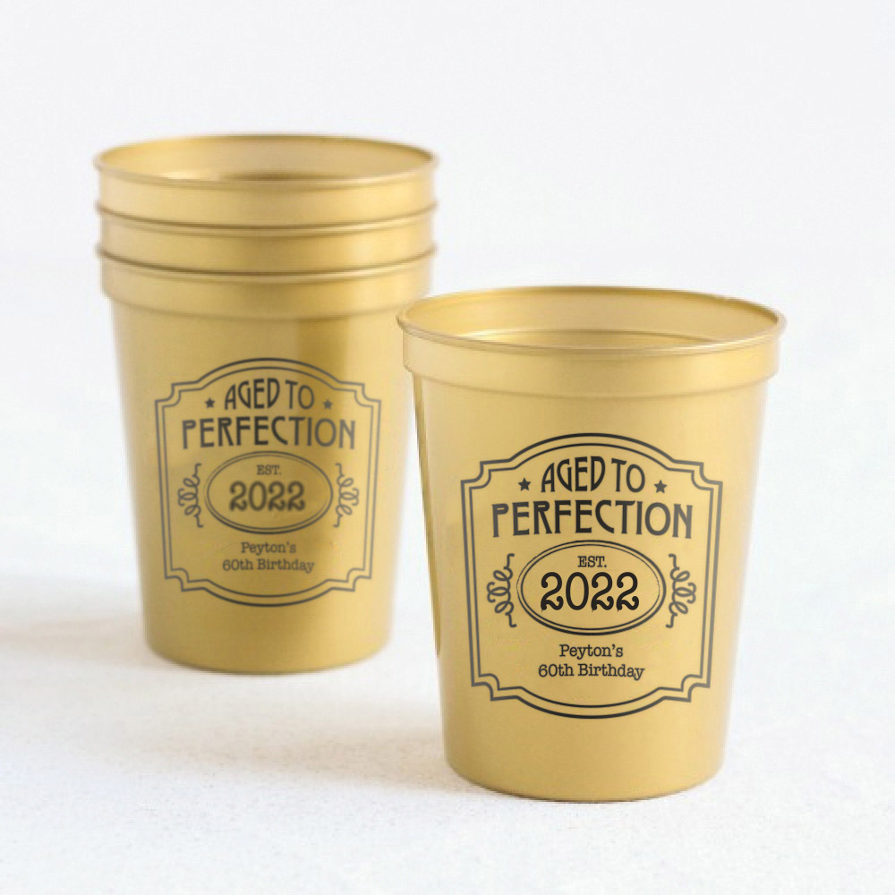Personalized Aged to Perfection Stadium Cups