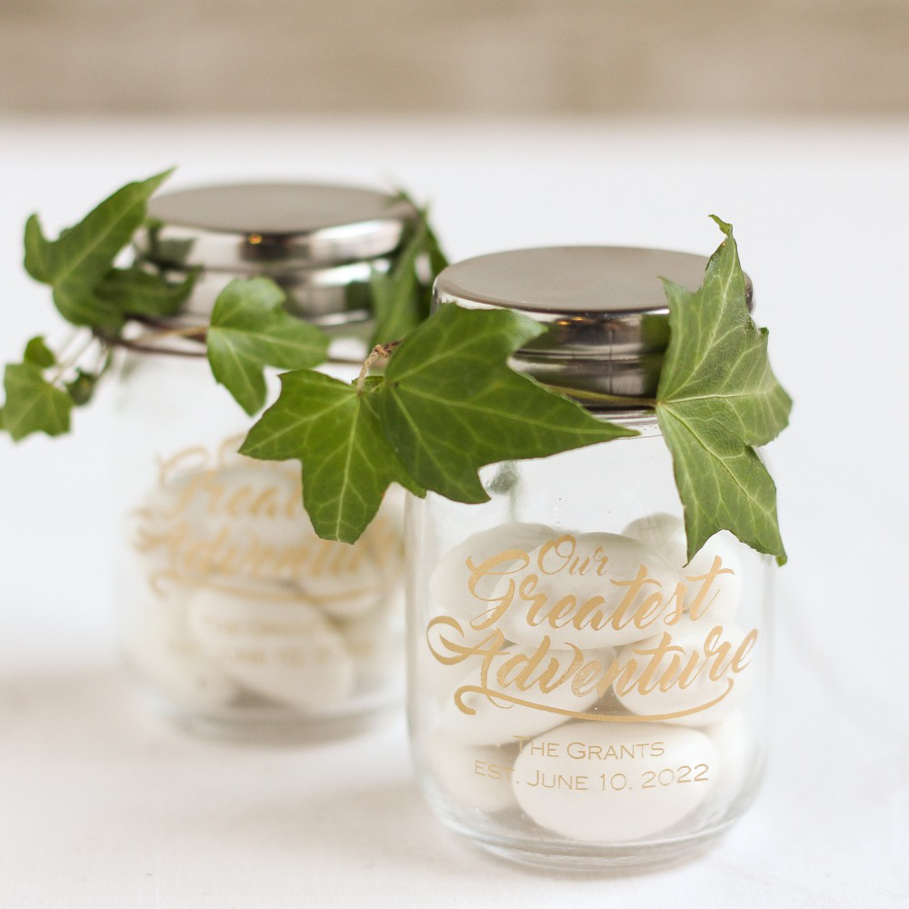 Personalized 3.5 oz Glass Mason Jar with Lid