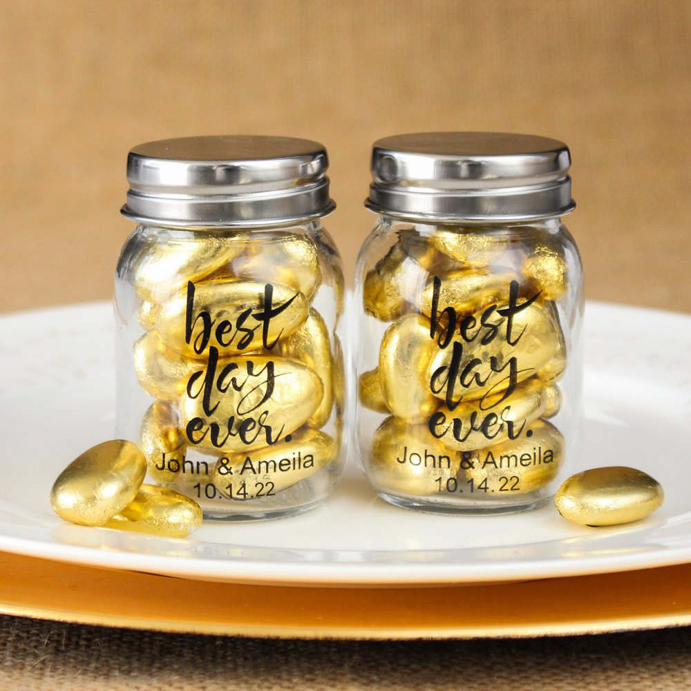 Small Wedding Metallic Foil Mason Jars