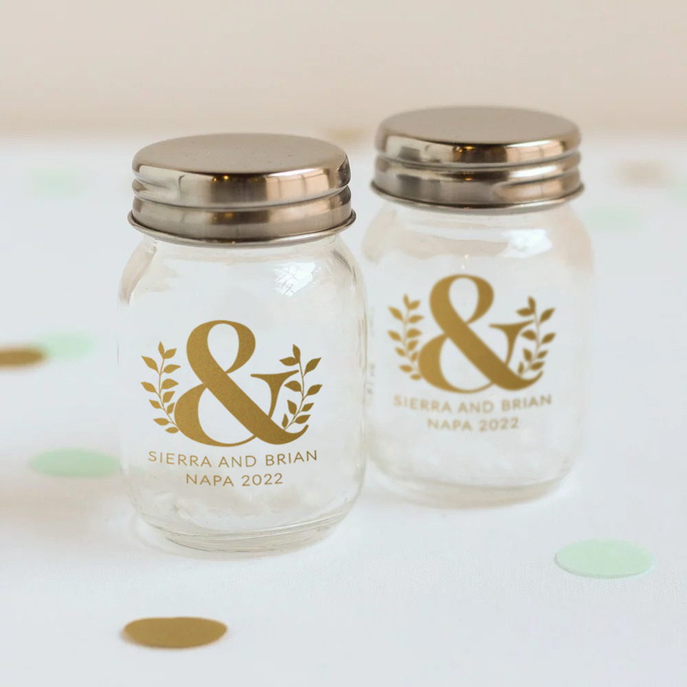 Small Wedding Metallic Foil Mason Jars - 24ct