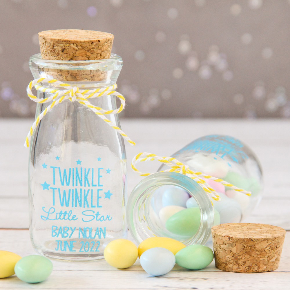 Personalized Glass Milk Jar with Cork Top