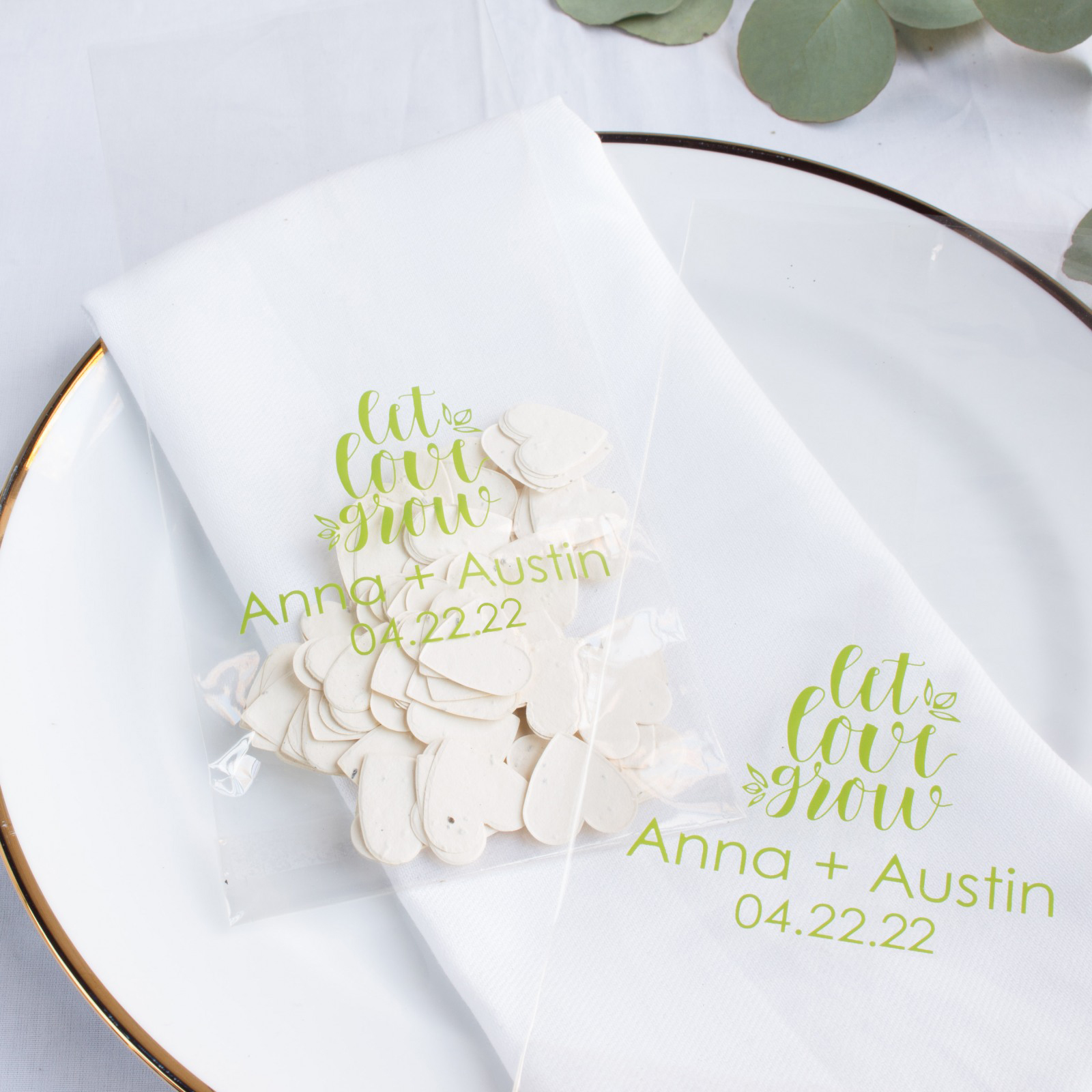 Sticker "for Tears of Joy" for Handkerchief Packaging Wedding Gold-White Heart 