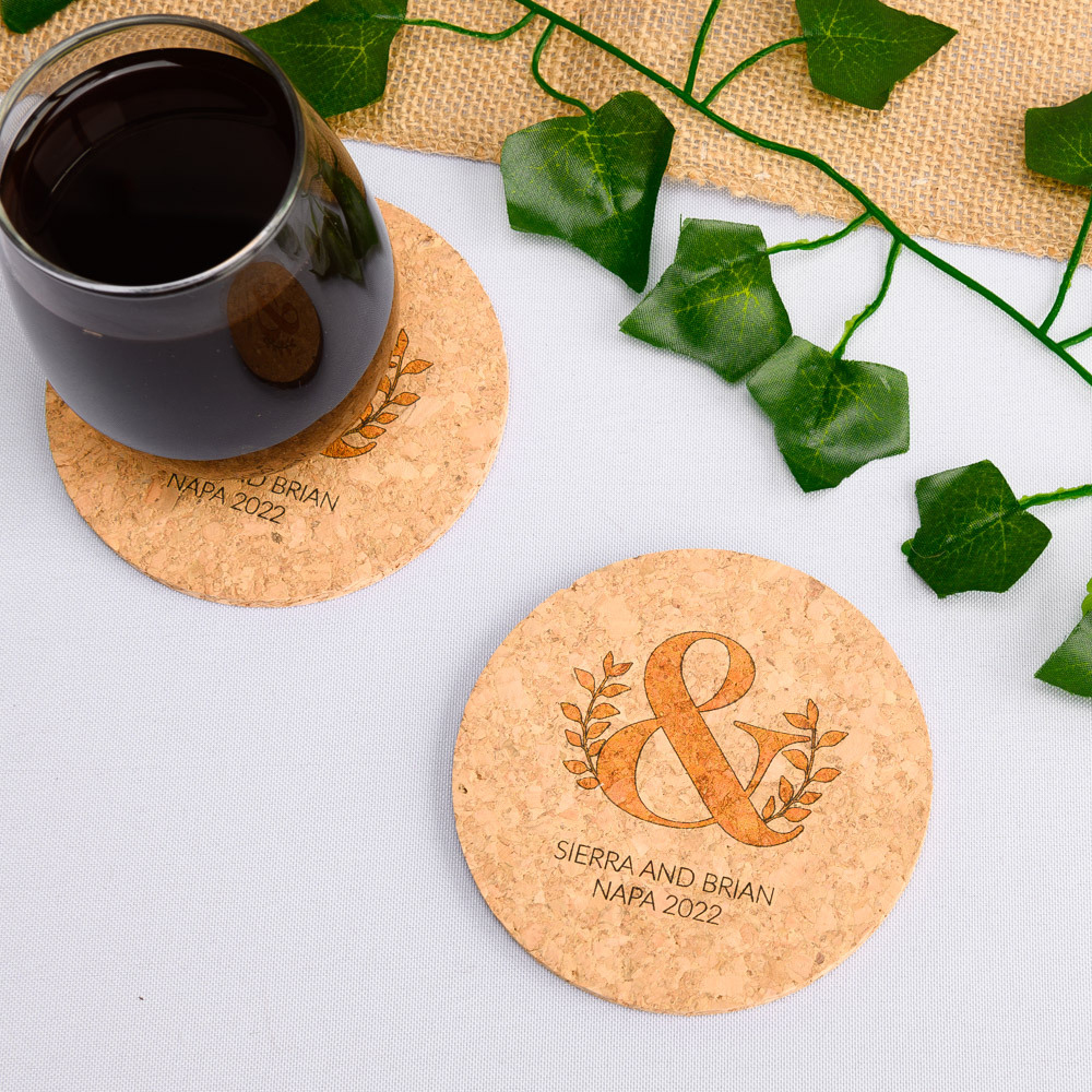 Personalized Cork Coaster Set for Couples, Design: N8