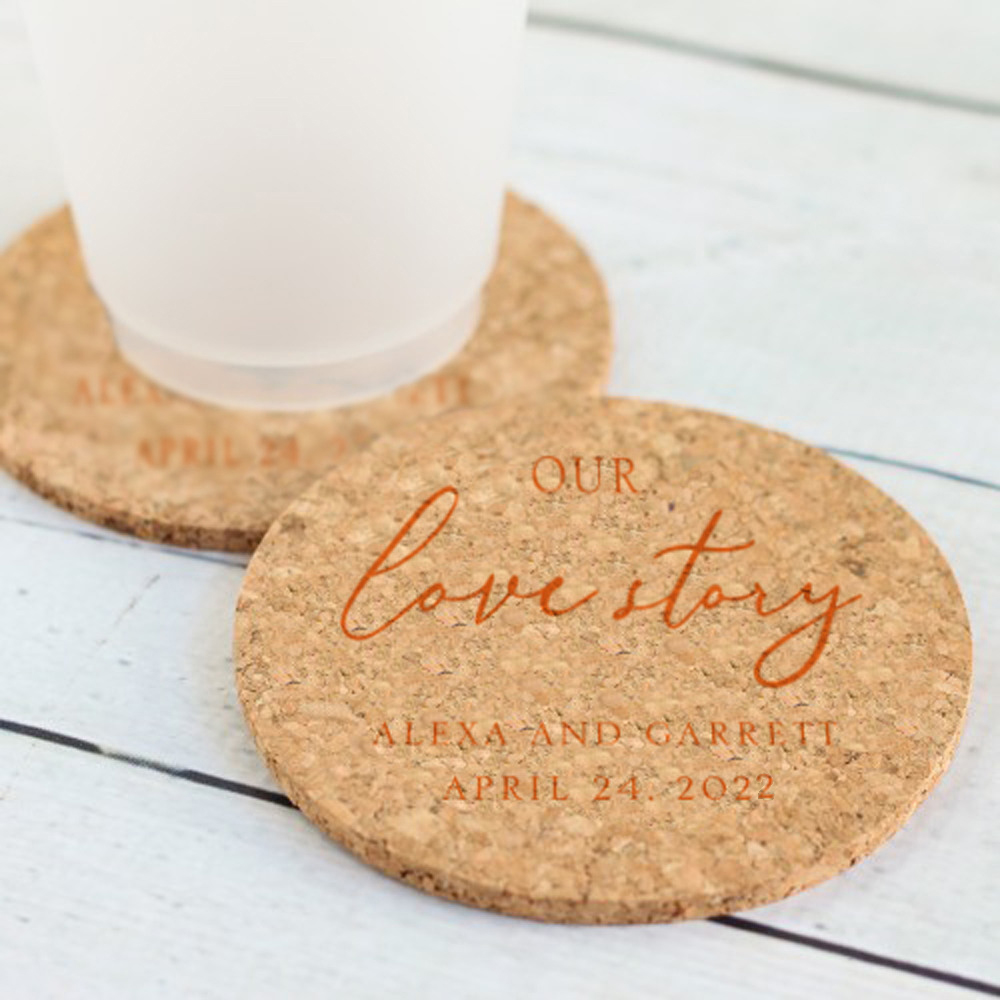 Personalized Cork Coaster Set for Couples, Design: N8