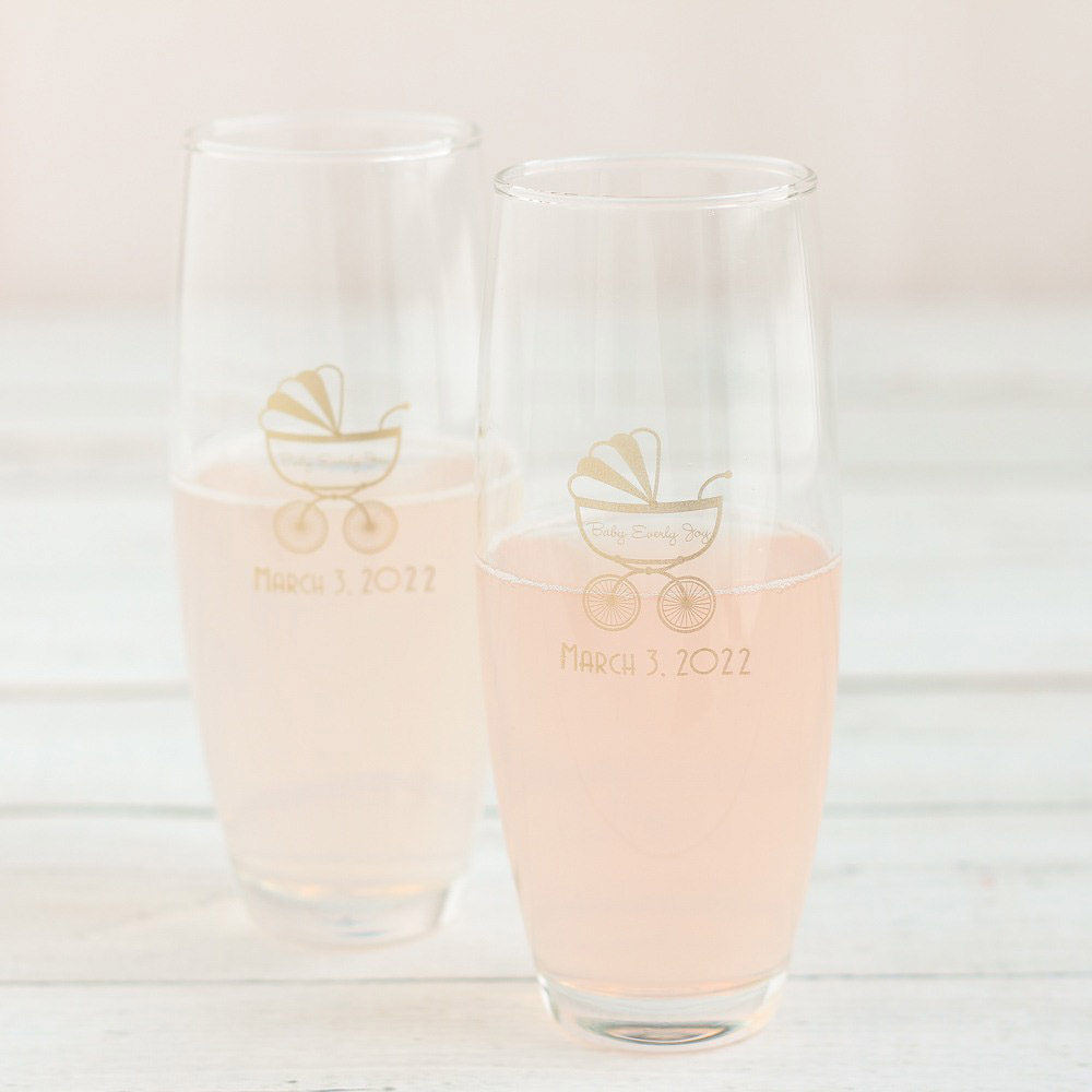 Personalized Carriage Stemless Champagne Flutes