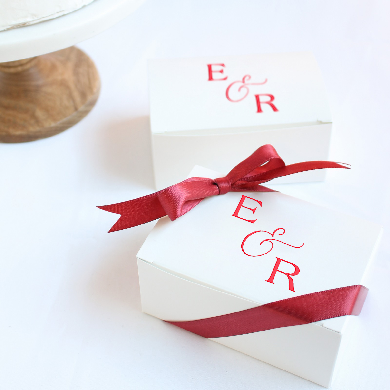 25 PERSONALISED Wedding Cake Slice £18.74 inc Favour Boxes 100x60x30mm del.
