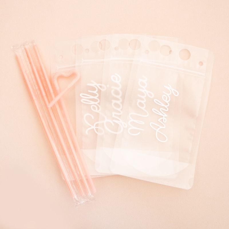 Personalized Drink Pouches With Straw Pool Beach Bachelorette 