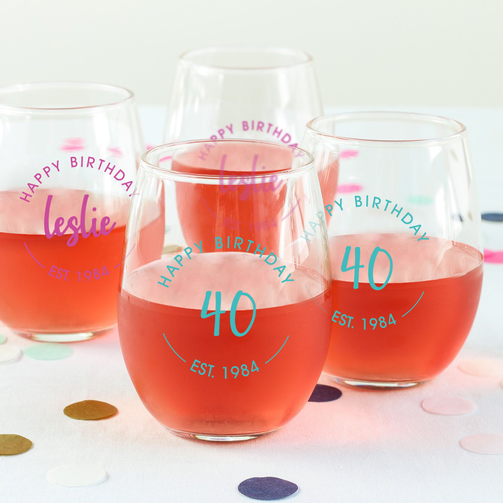 Monogrammed Red Wine Glasses 16 oz SET OF 4