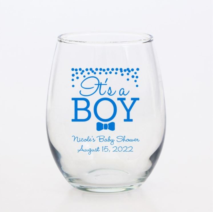 Personalized 15 oz. Stemless Wine Glass - Party Favors, Wedding, Baby