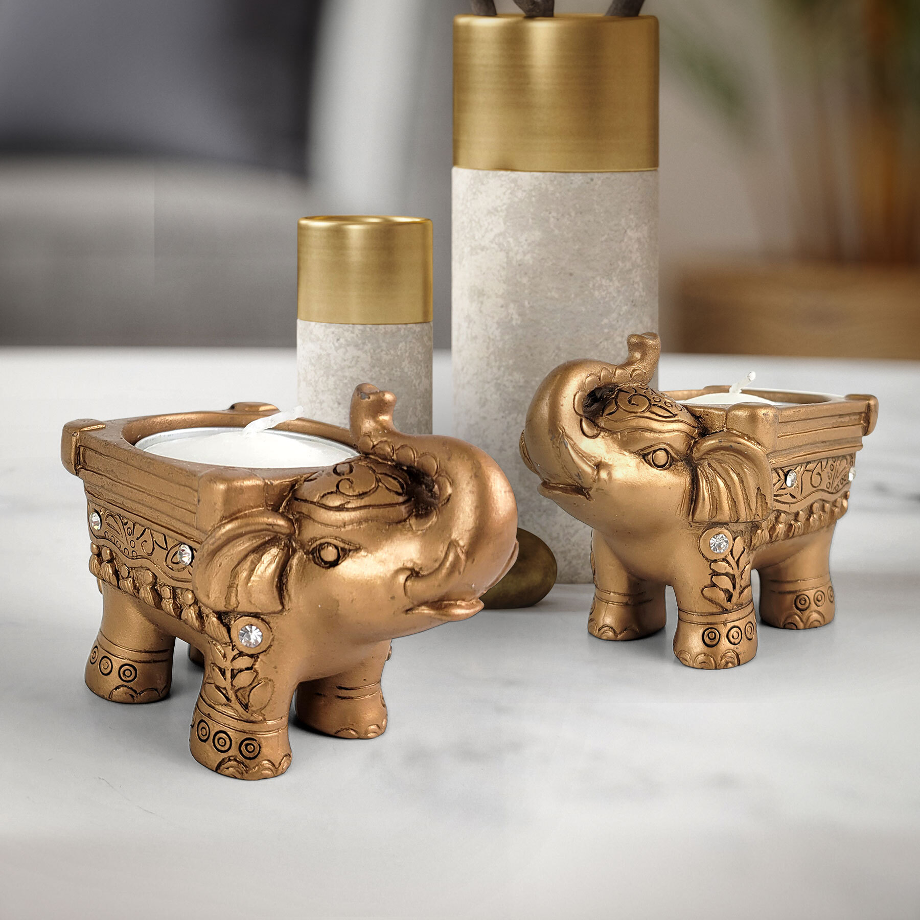 Gold Elephant Candle 10794