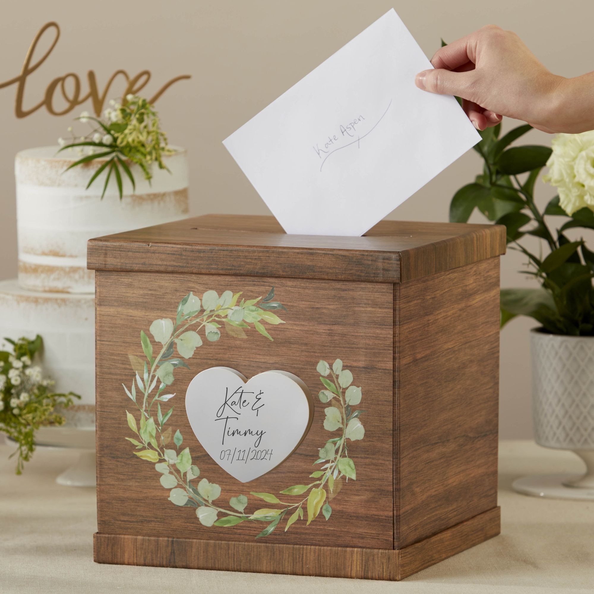 Rustic Brown Wood Card Box