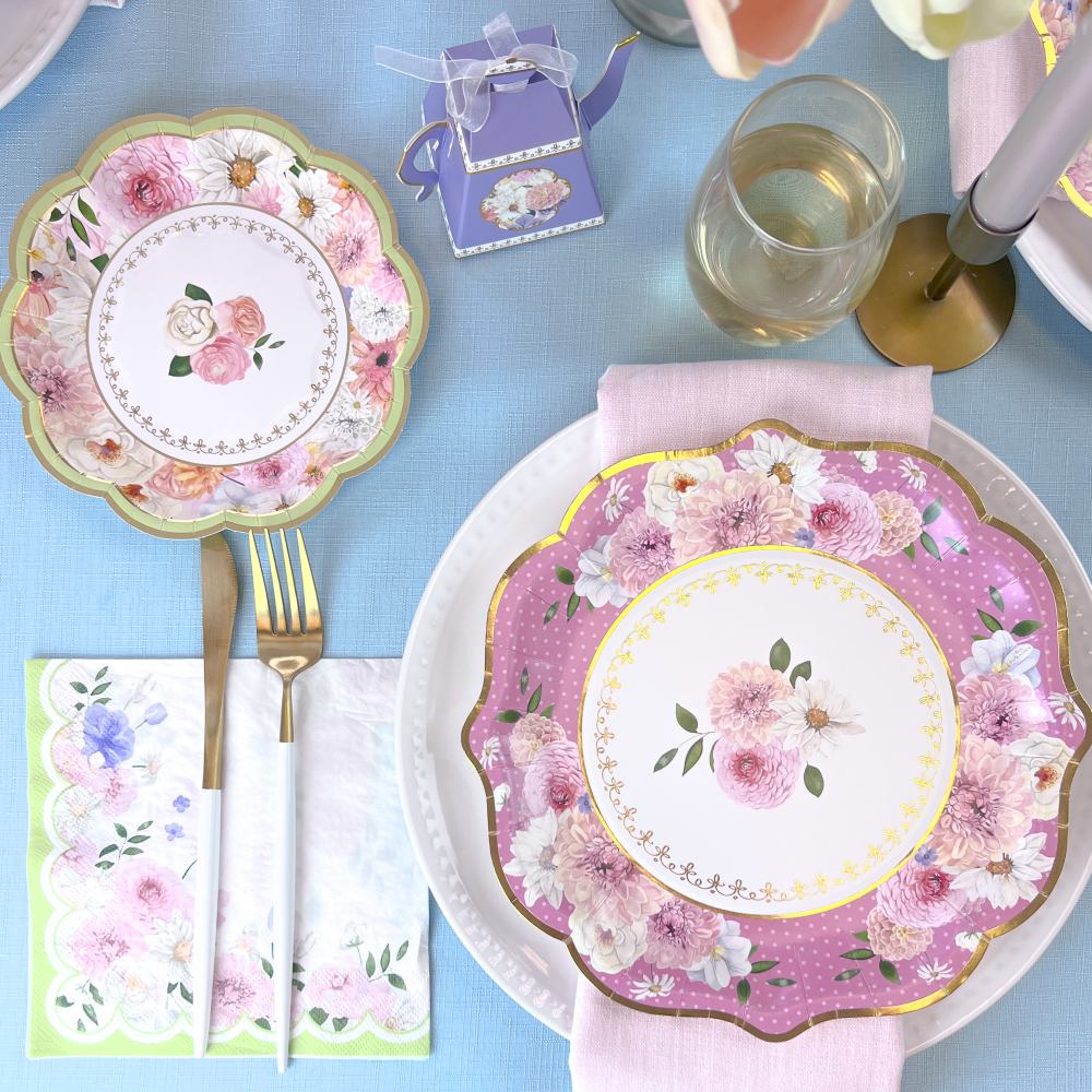 Tea Time Party Floral Paper Plates Beau coup