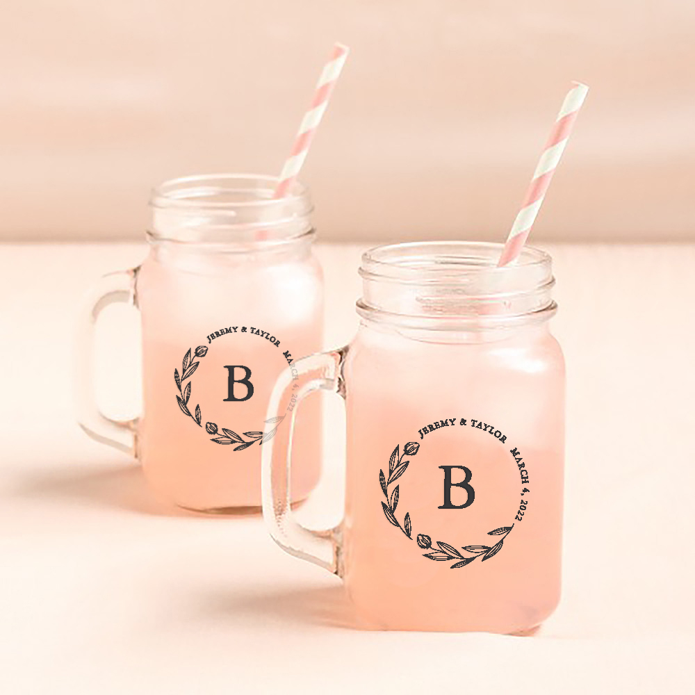 Personalized Printed Mason Jar Mug Favors