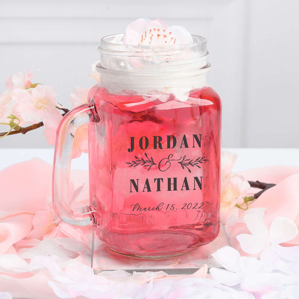 Personalized Boho Bridal Party Mason Jar Glass