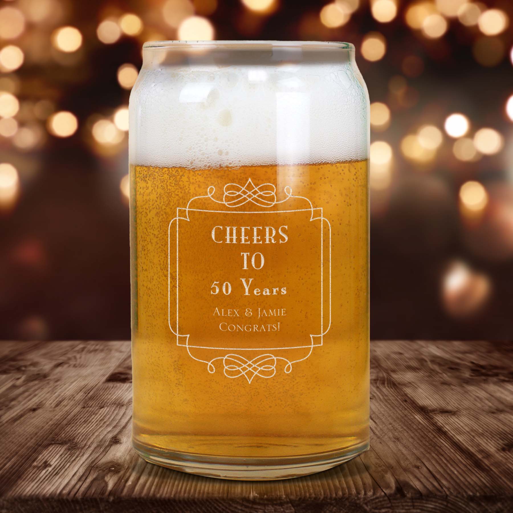 Classic Elegance Wedding Party Personalized Beer Can Glass