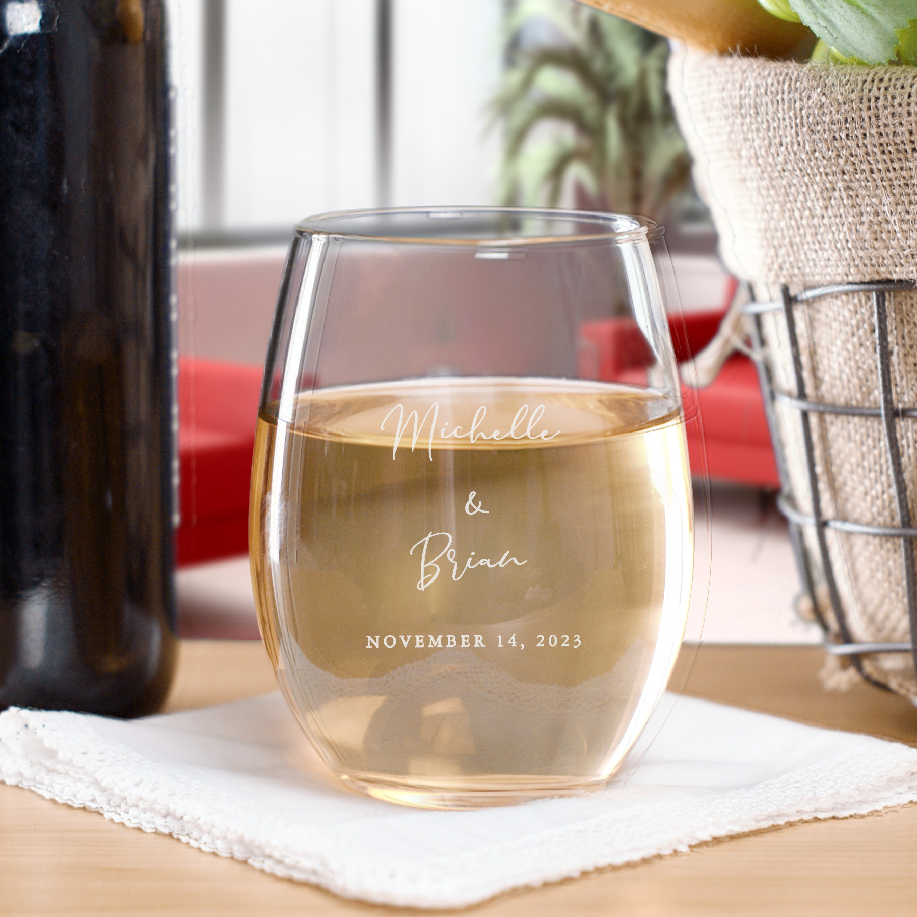 Engraved Stemless Wine Glass 5508