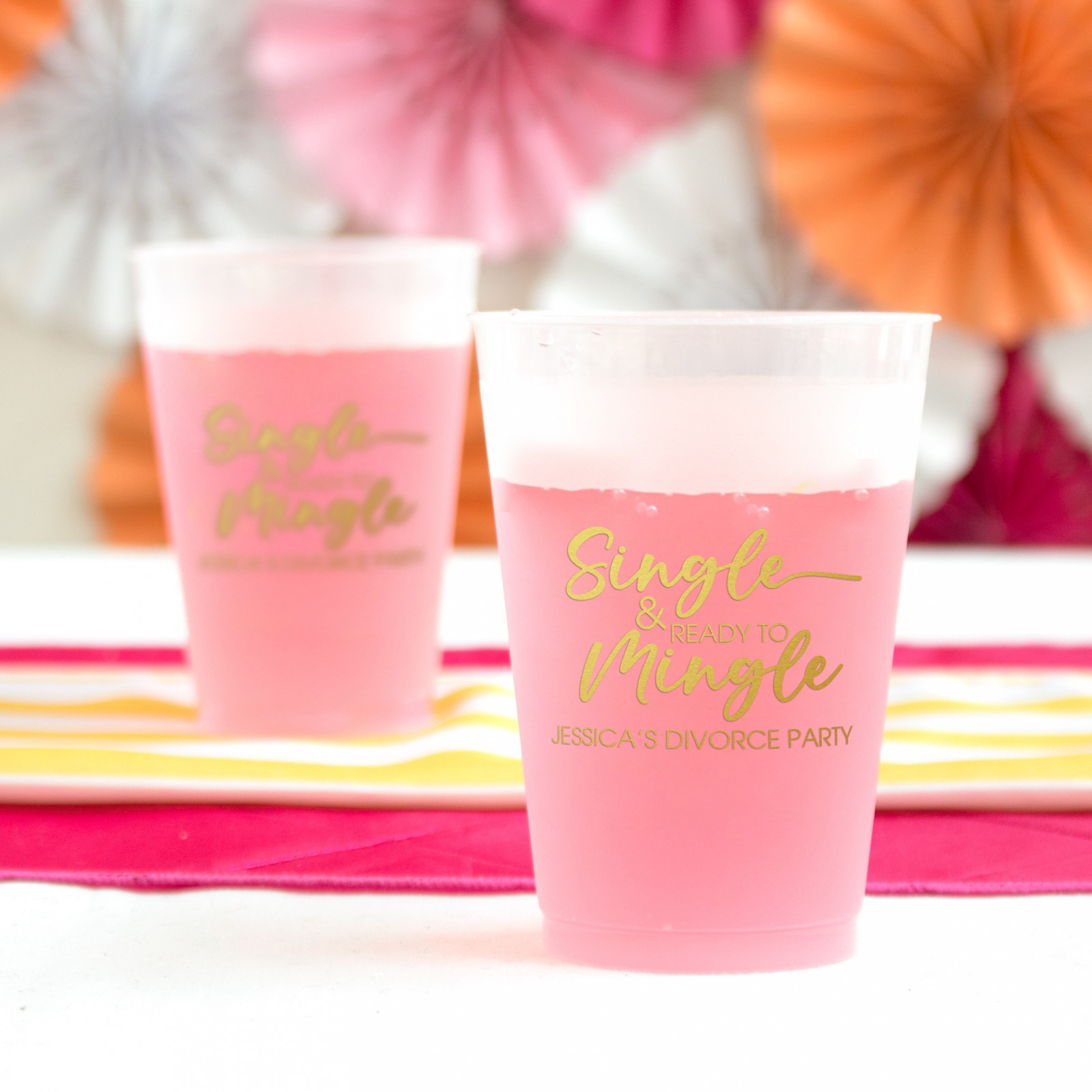 Custom Engagement Party Cups, Personalized Clear Plastic Cups