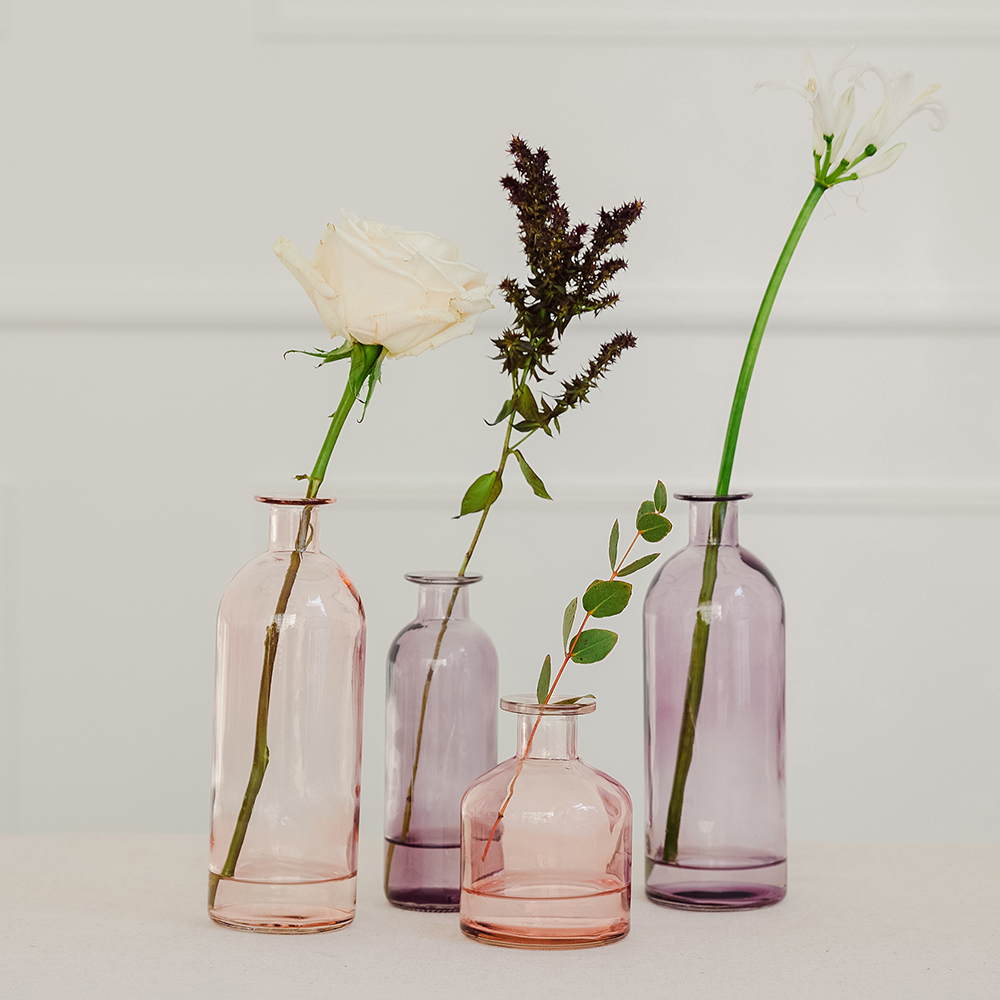 4-Piece Glass Vase Set with Various Vase Heights