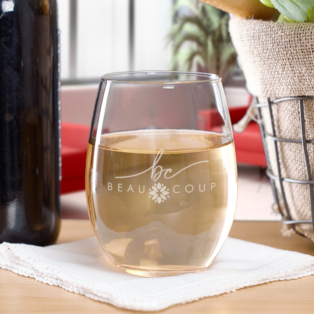 Etched Stemless Wine Glasses | Beau-coup Favors