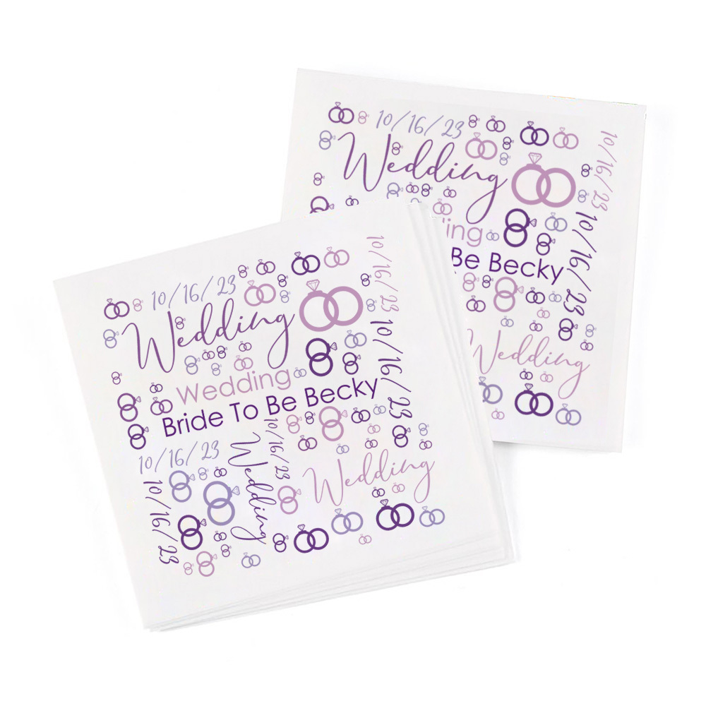 Personalized Word Art Wedding Napkins (Set of 50) - Beverage